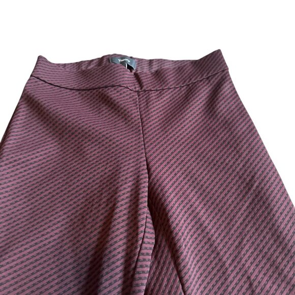 Theory Black Burgundy Cropped Slacks Pants Stretch Pull-On Skinny Fit Size Small - Picture 2 of 11